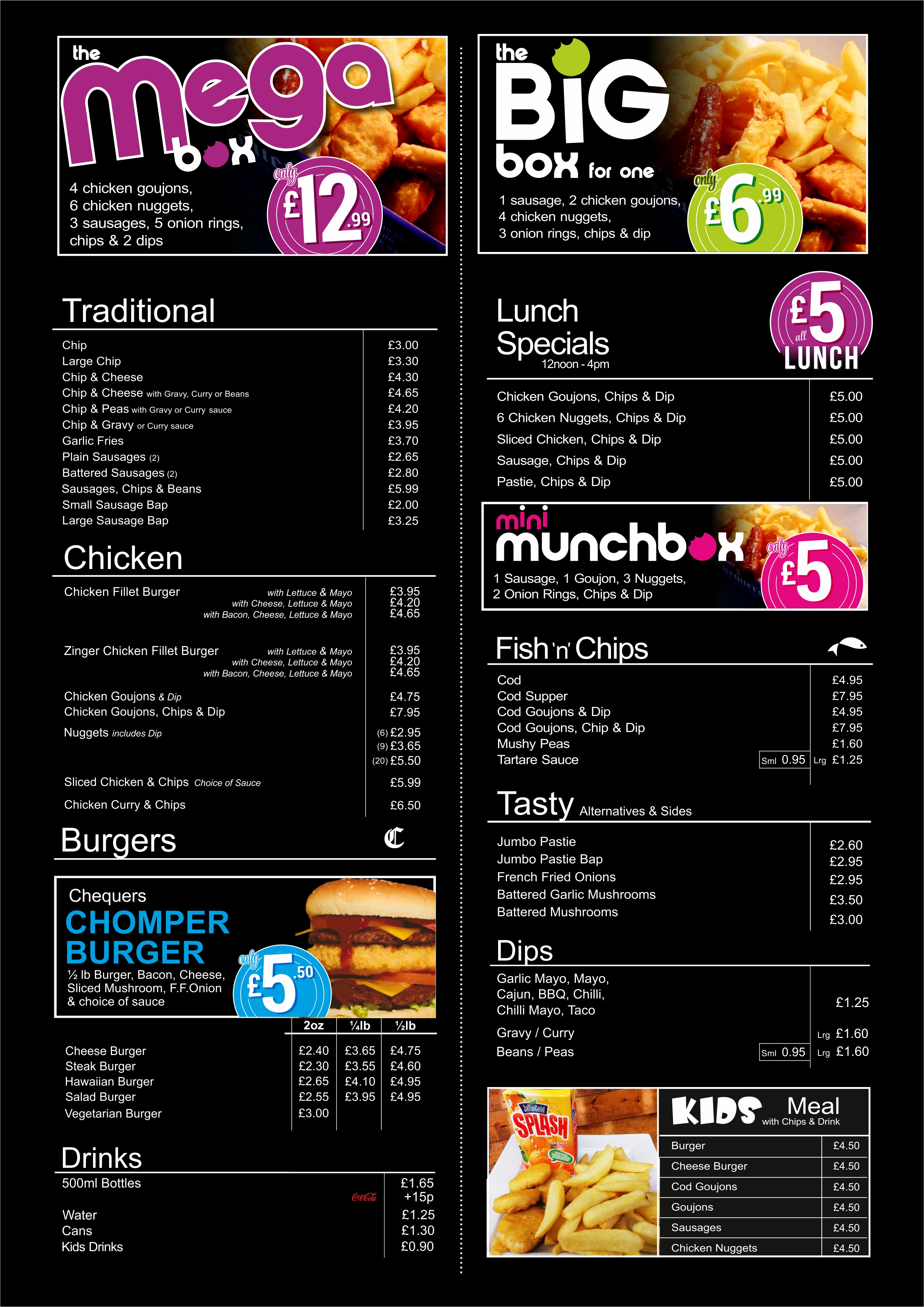 Chequers Fish & Chips Express Menu